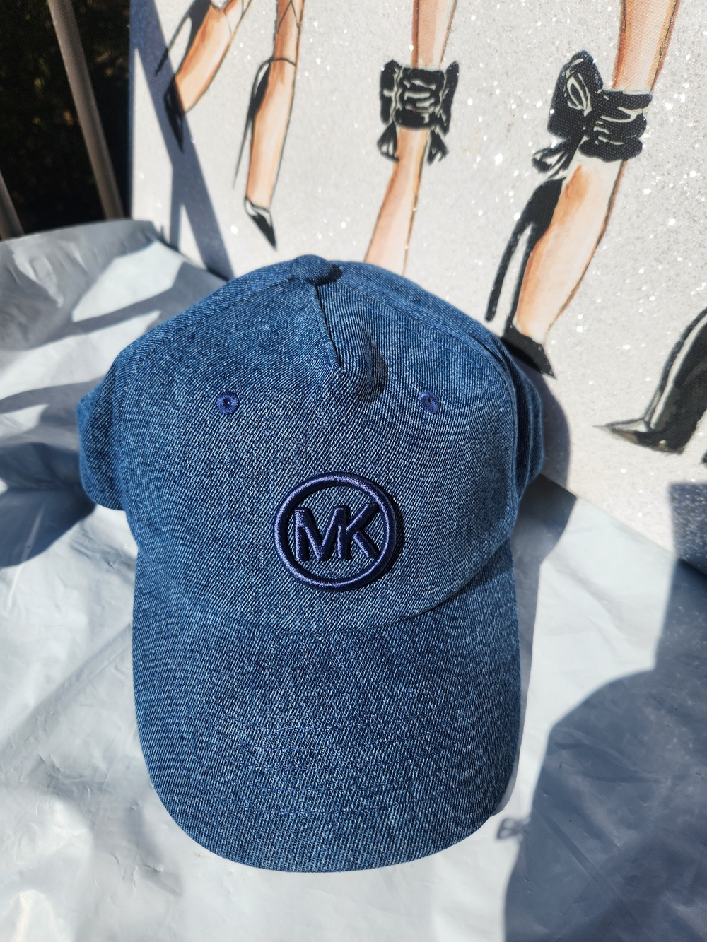 Michael Kors Denim Blue MK Logo Baseball Cap